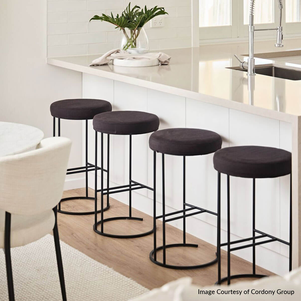 Conondale | Contemporary Metal Fabric Bar Stools | Black