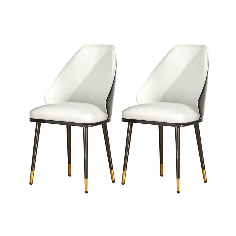 Cooper | Modern Beige and Black PU Leather Dining Chairs | Set of 2 | White