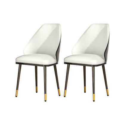 Cooper | Modern Beige and Black PU Leather Dining Chairs | Set of 2 | White