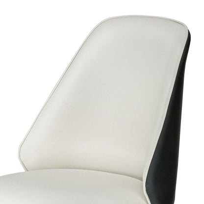 Cooper | Modern Beige and Black PU Leather Dining Chairs | Set of 2 | White