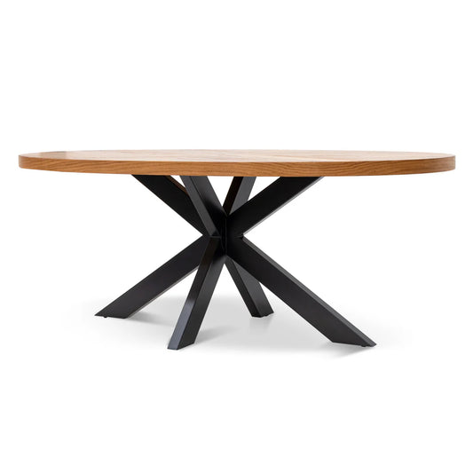 Coventry | 6 Seater 2m Metal Round Natural Wooden Dining Table
