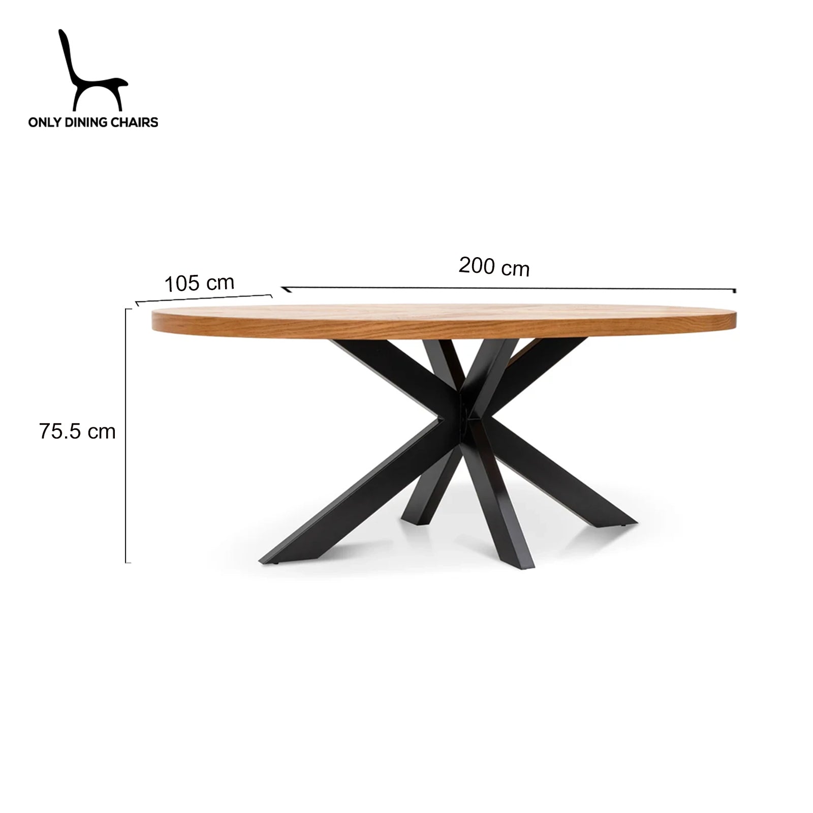 Coventry | 6 Seater 2m Metal Round Natural Wooden Dining Table