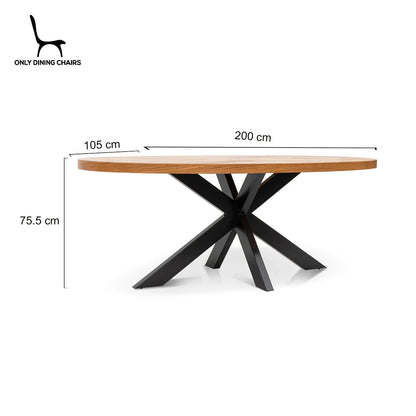 Coventry | 6 Seater 2m Metal Round Natural Wooden Dining Table