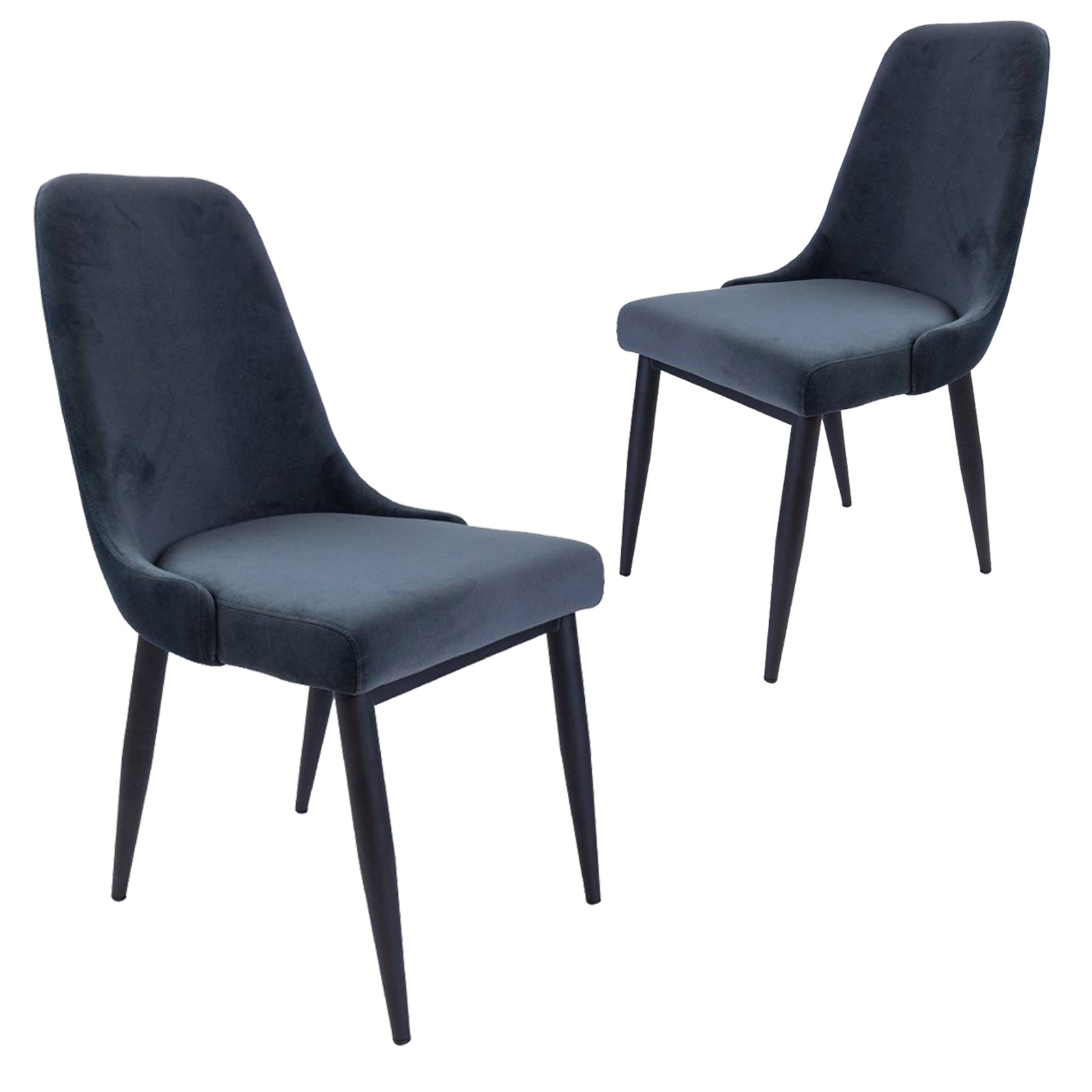 Croft | Charcoal Grey Fabric Mid Century Dining Chairs | Set Of 2 | Charcoal