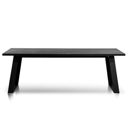 Davenport | 2.2m Metal Oak Rectangular Wooden Dining Table | Black