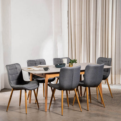 Domaine | Ash Taupe Fabric Modern Dining Chairs | Set Of 2 | Ash