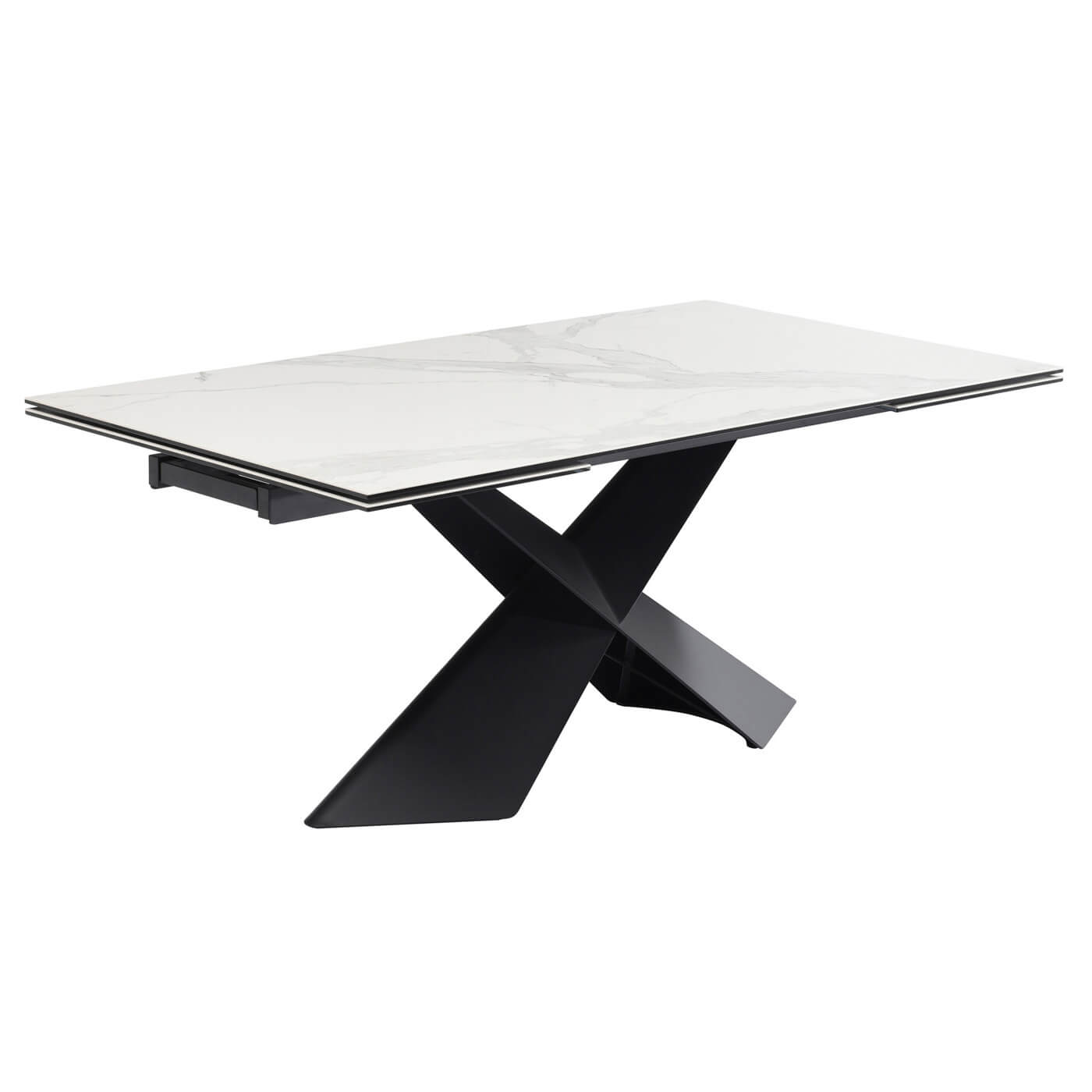 Dorchester | Ceramic White & Black 12 Person Extension Dining Table | White