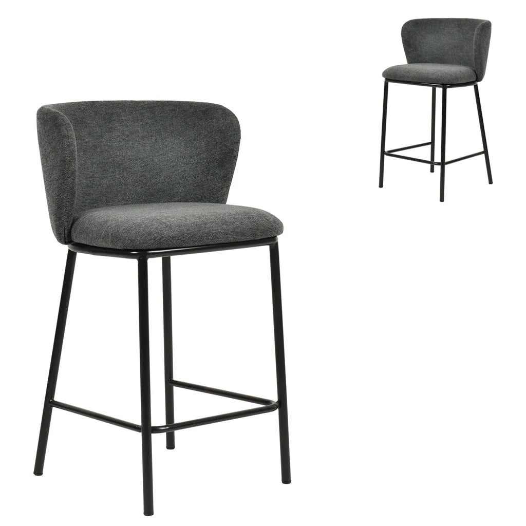 Dorchester Modern Grey Fabric Bar Stools | Charcoal