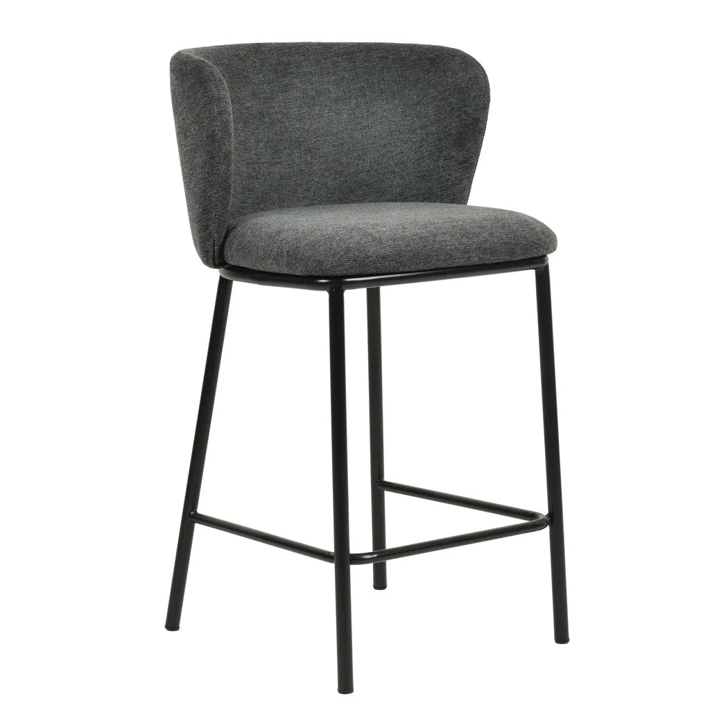 Dorchester Modern Grey Fabric Bar Stools | Charcoal