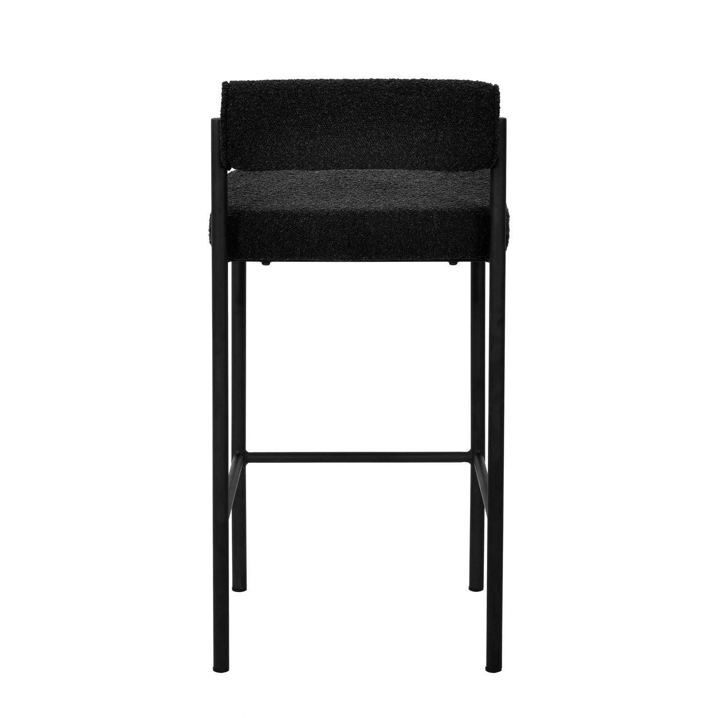 Duxton | Modern Metal Boucle Fabric PU Leather Bar Stools | Set Of 2 | Black