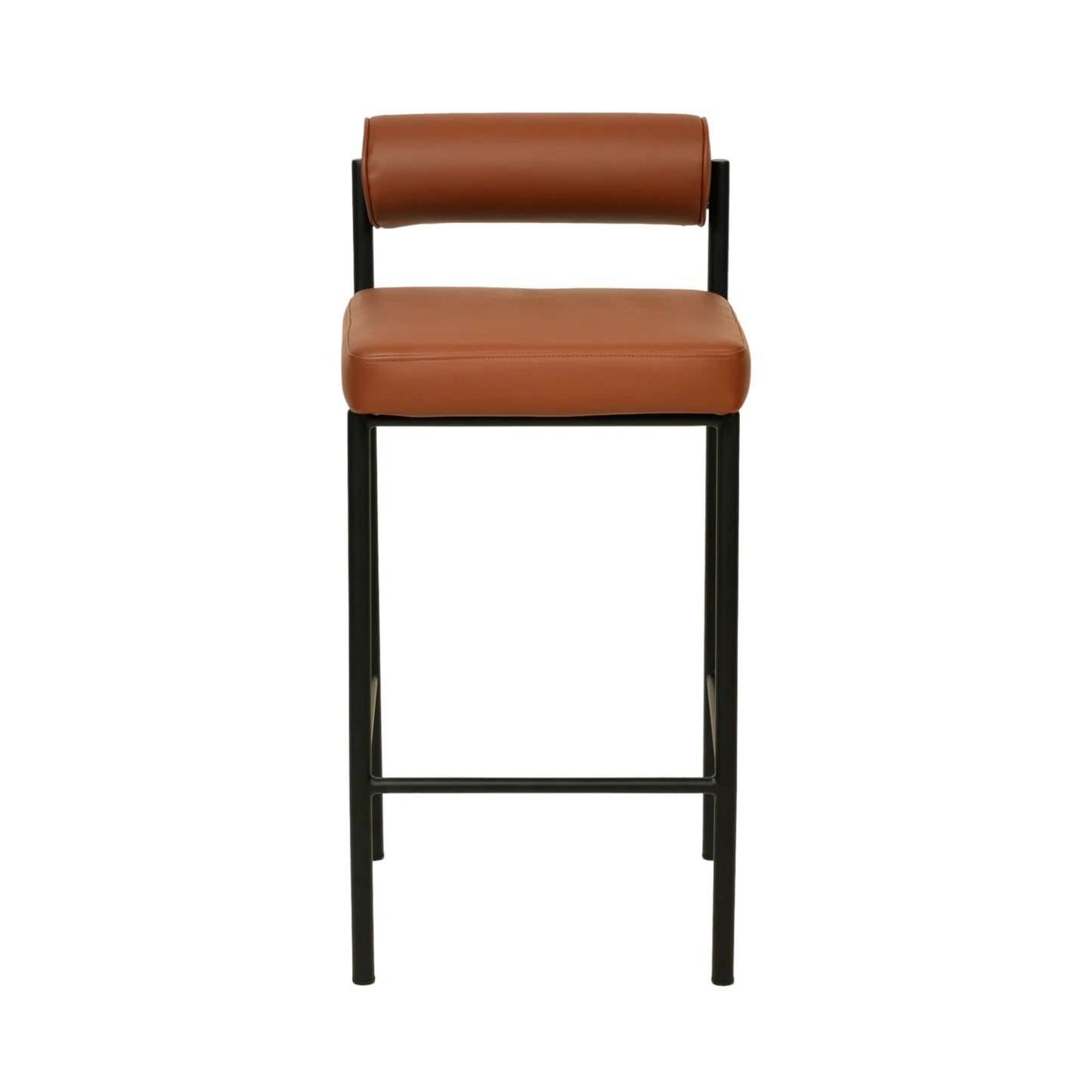 Duxton | Modern Metal Boucle Fabric PU Leather Bar Stools | Set Of 2 | Brown