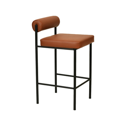 Duxton | Modern Metal Boucle Fabric PU Leather Bar Stools | Set Of 2 | Brown