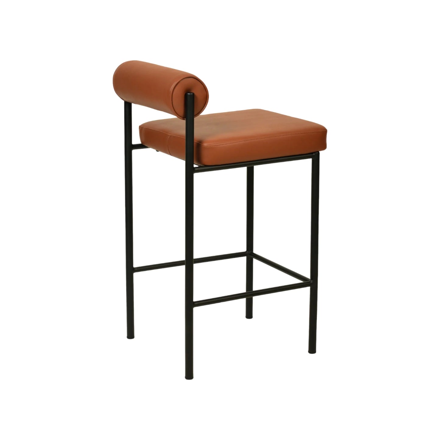 Duxton | Modern Metal Boucle Fabric PU Leather Bar Stools | Set Of 2 | Brown