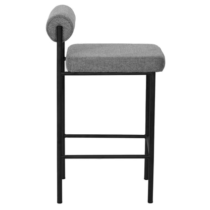 Duxton | Modern Metal Boucle Fabric PU Leather Bar Stools | Set Of 2 | Grey