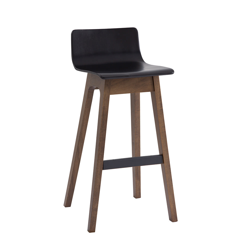 Elmhurst | Scandinavian Black Walnut Wooden Bar Stools | Black