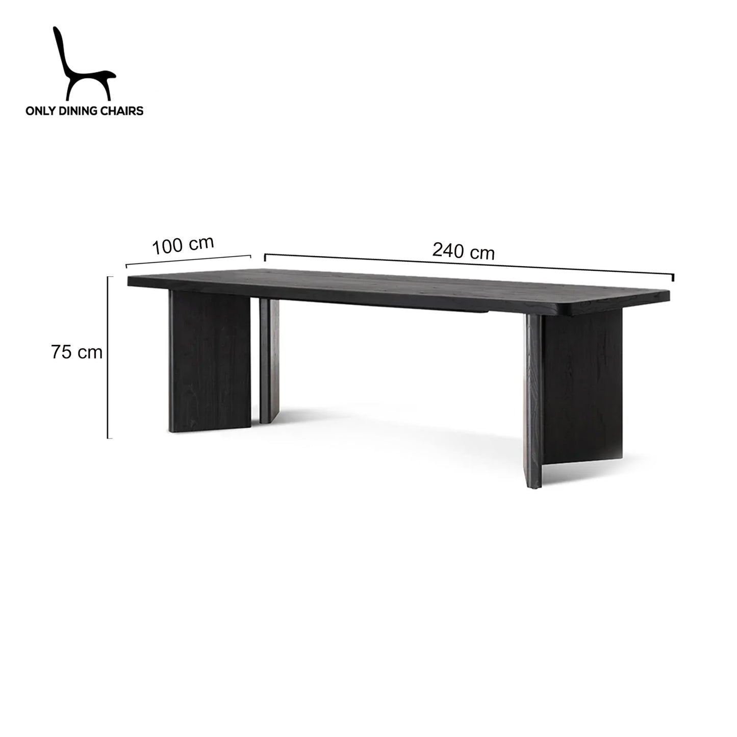 Endeavour | 2.4m 8 Seater Black Elm Wooden Rectangular Dining Table