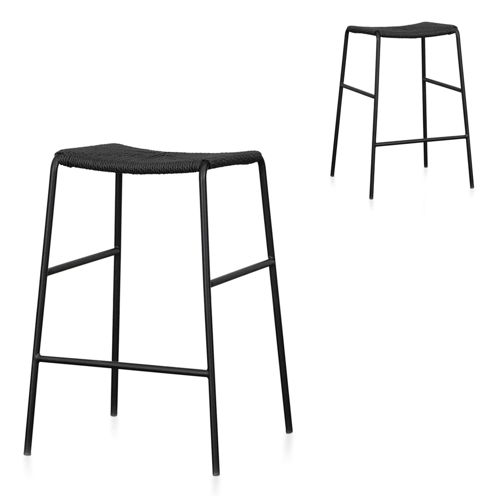 Esperance | Coastal Commercial 65cm Metal Rattan Bar Stools | Set Of 2