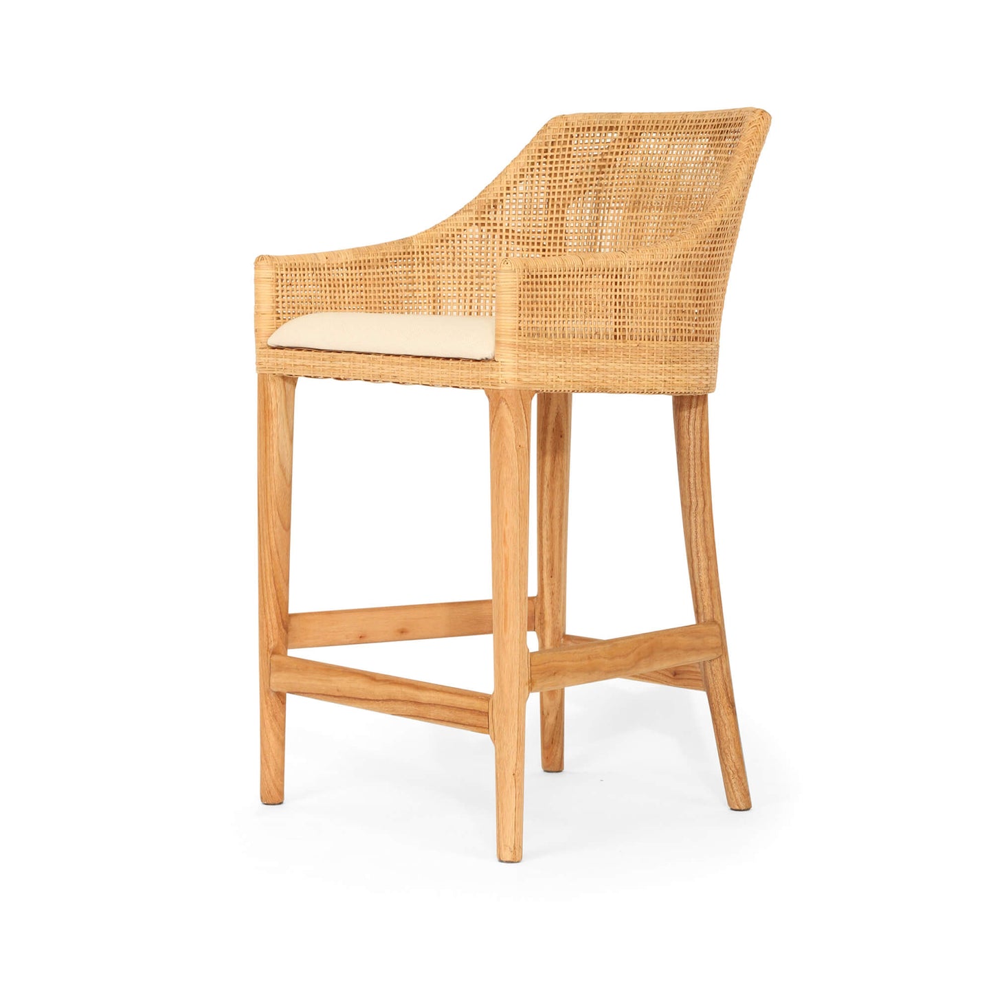 Natural Wooden Rattan Bar Stool