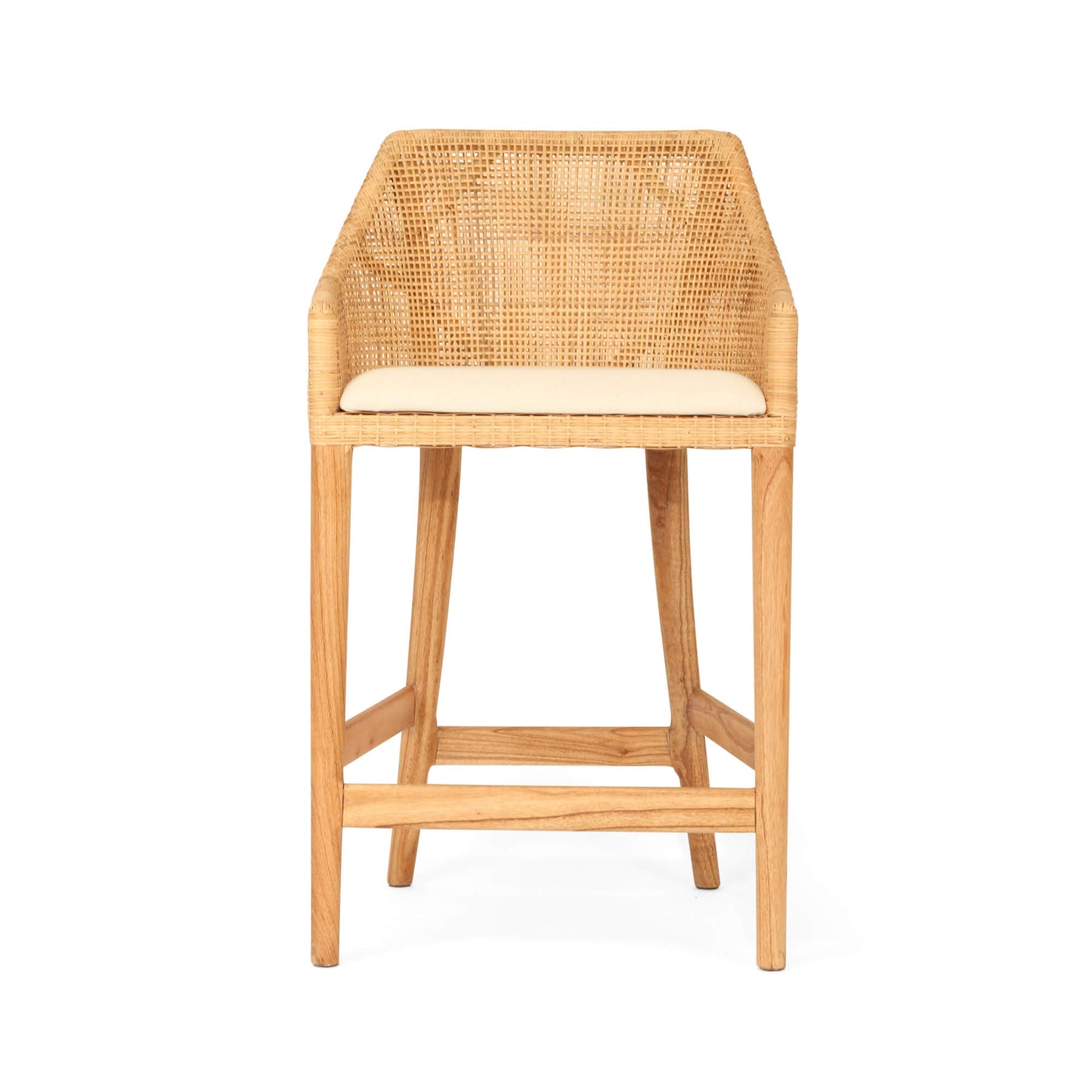 Natural Wooden Rattan Bar Stool