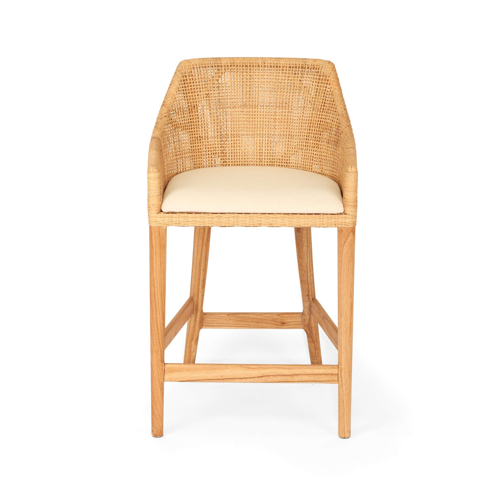 Natural Wooden Rattan Bar Stool