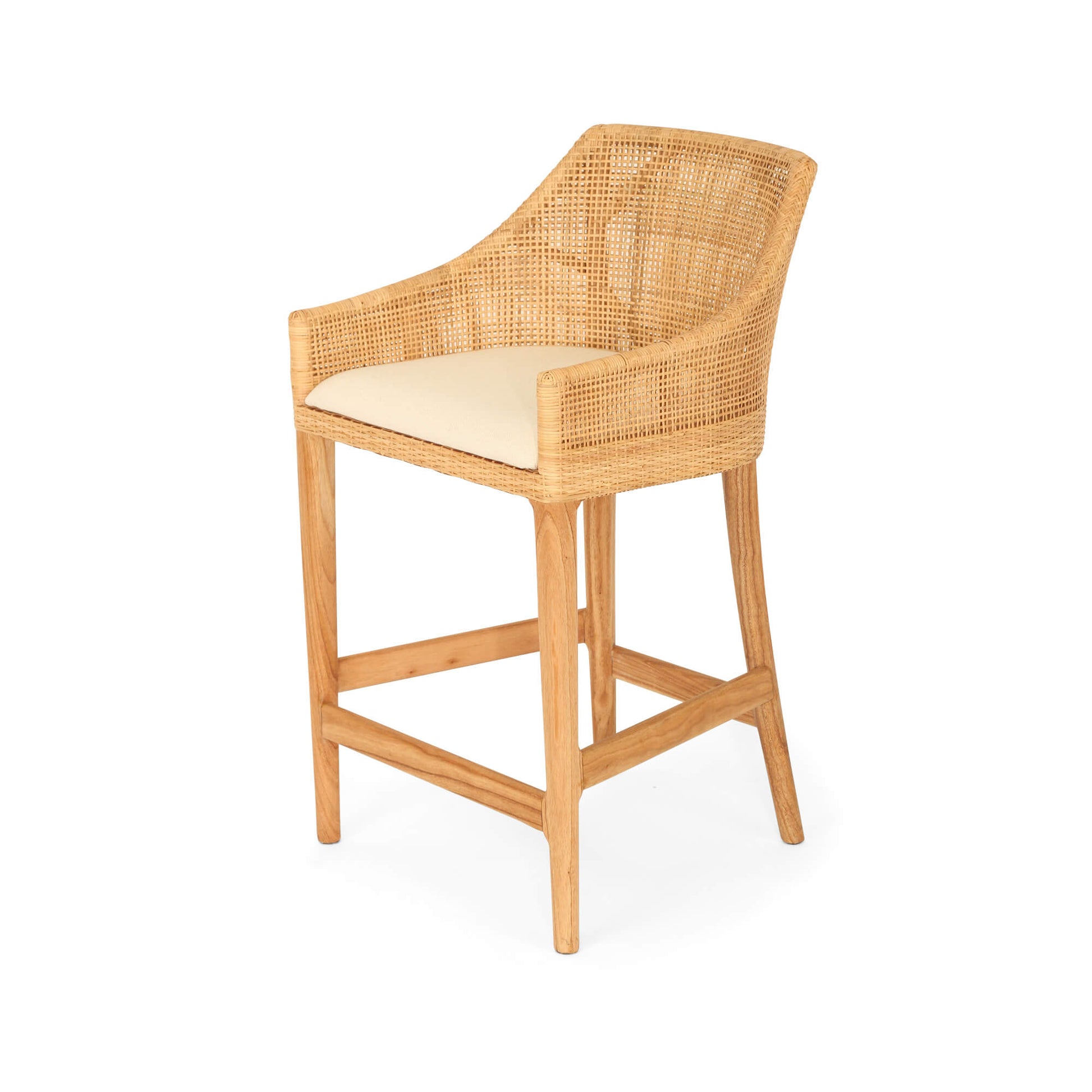 Natural Wooden Rattan Bar Stool