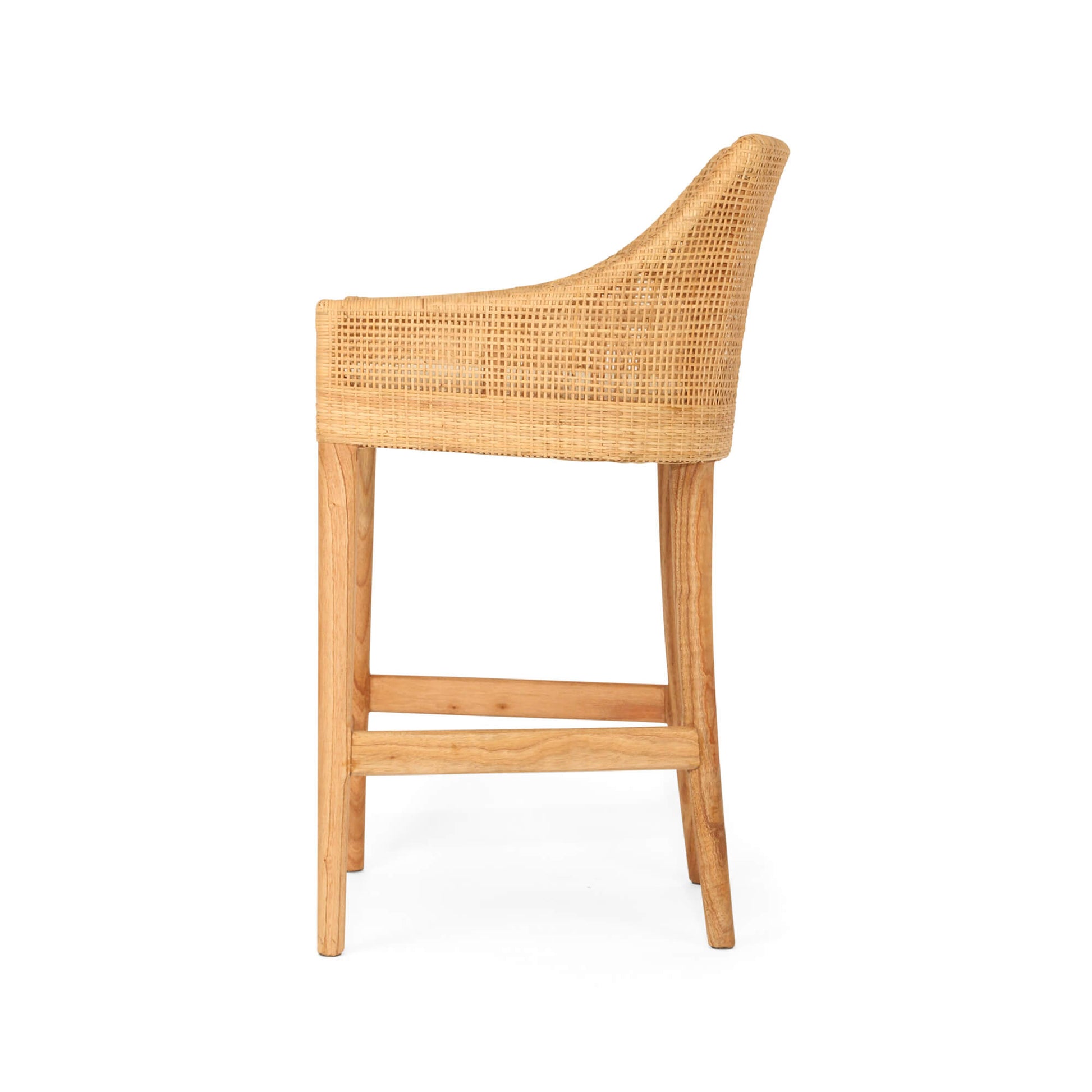 Natural Wooden Rattan Bar Stool