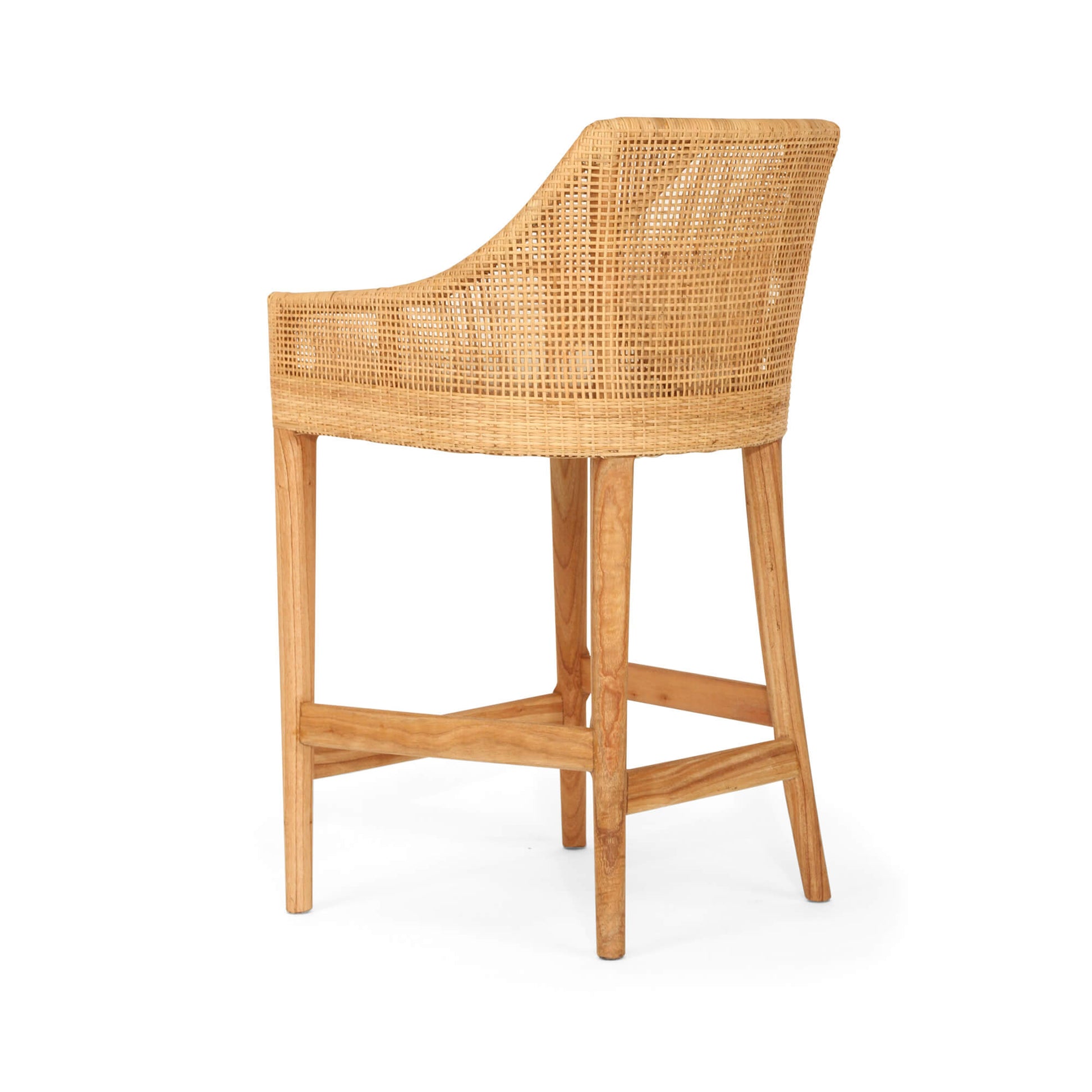 Natural Wooden Rattan Bar Stool