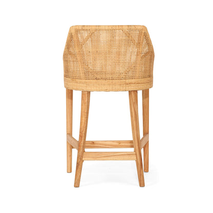 Natural Wooden Rattan Bar Stool