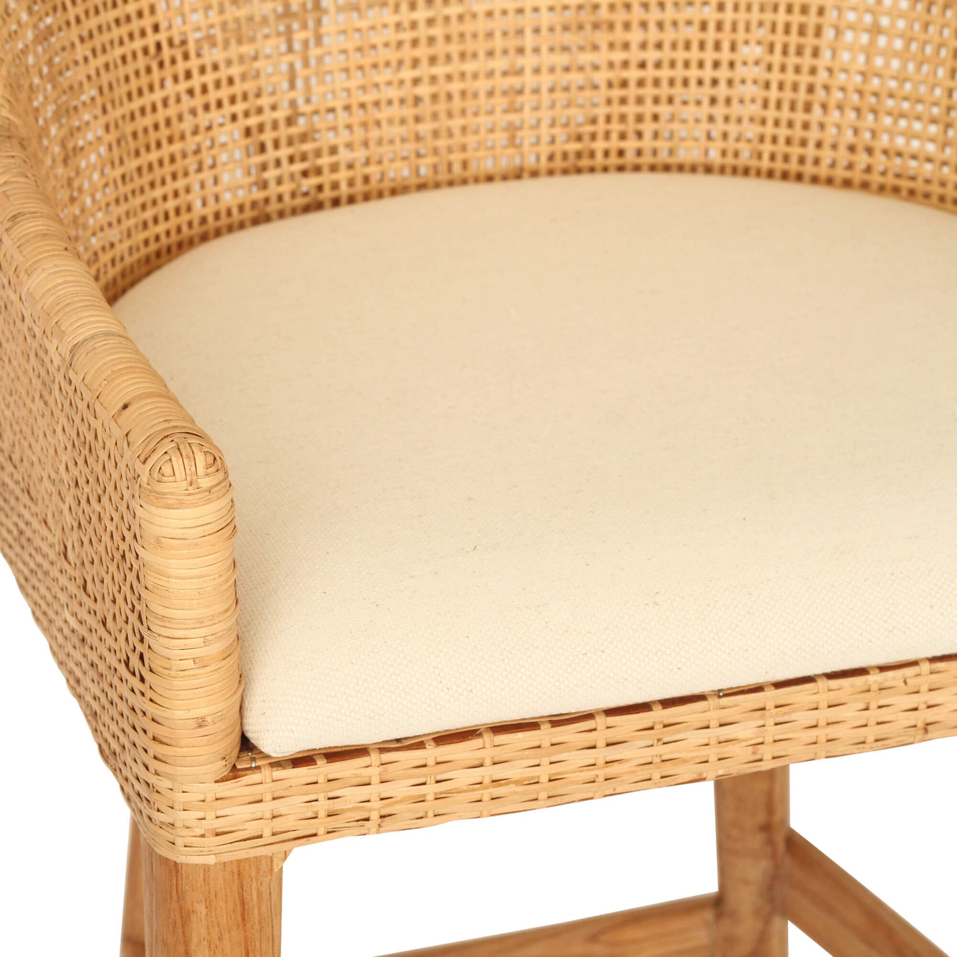 Natural Wooden Rattan Bar Stool