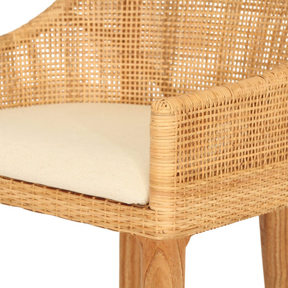 Natural Wooden Rattan Bar Stool