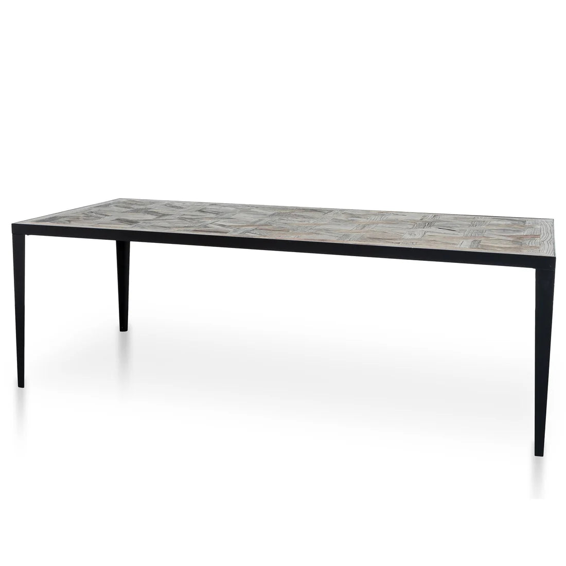 Fallon | 6-8 Seater Dark Natural Metal Wooden Rectangular Dining Table