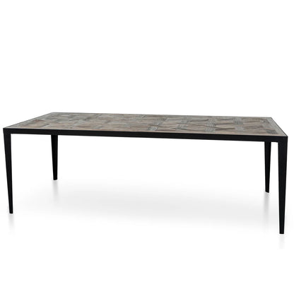 Fallon | 6-8 Seater Dark Natural Metal Wooden Rectangular Dining Table