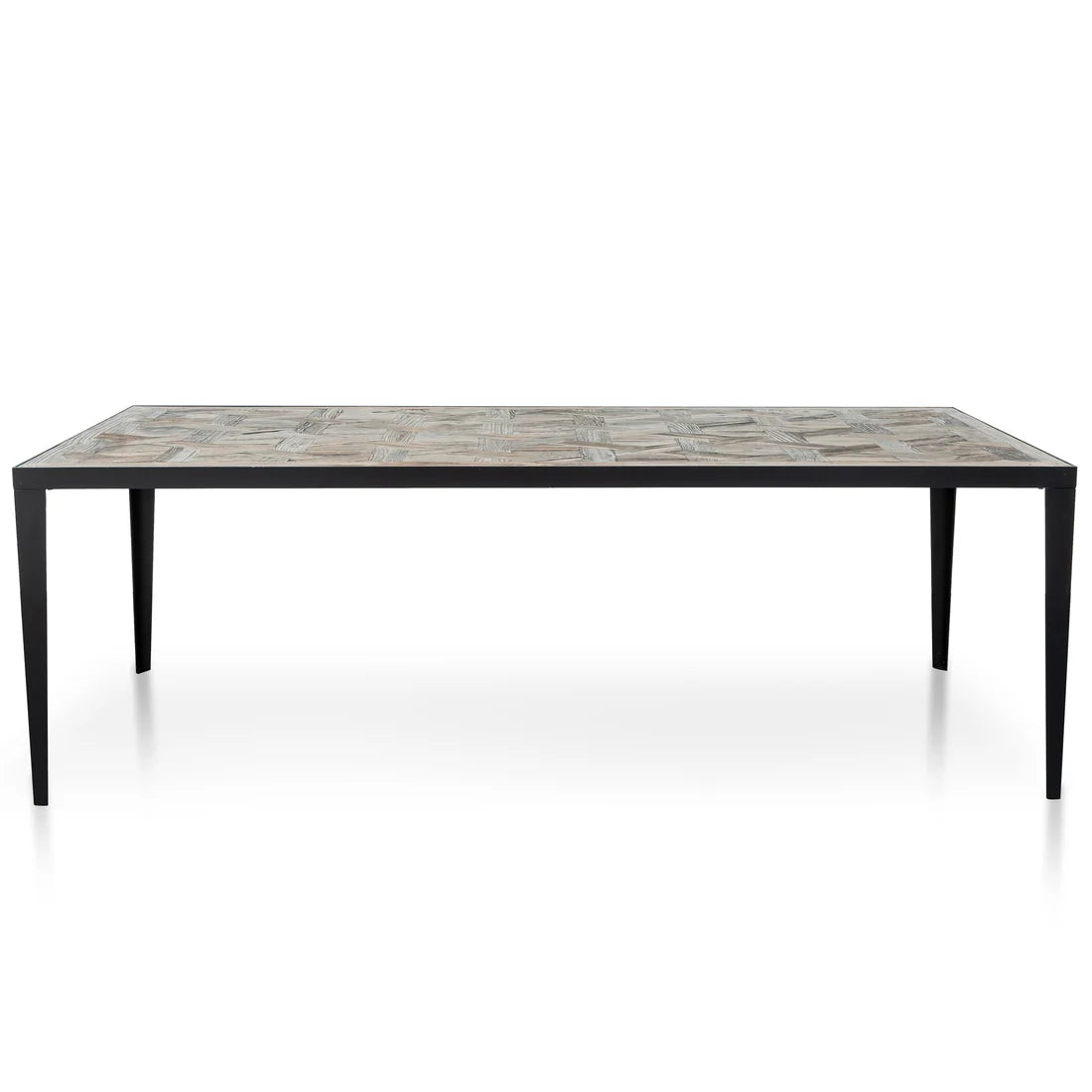 Fallon | 6-8 Seater Dark Natural Metal Wooden Rectangular Dining Table