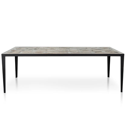 Fallon | 6-8 Seater Dark Natural Metal Wooden Rectangular Dining Table