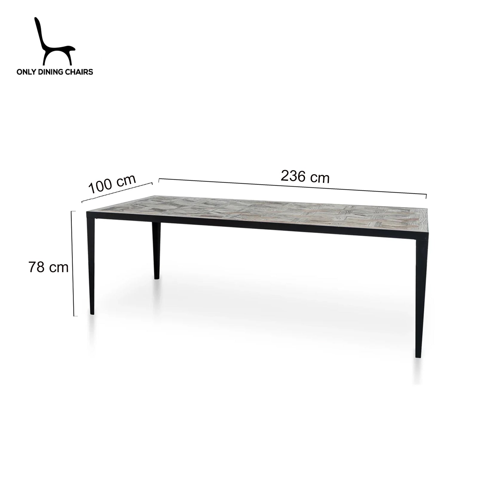 Fallon | 6-8 Seater Dark Natural Metal Wooden Rectangular Dining Table