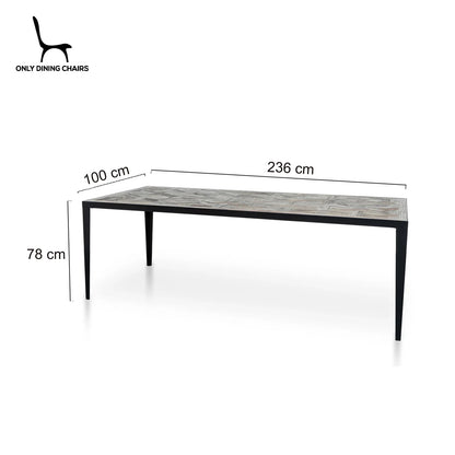 Fallon | 6-8 Seater Dark Natural Metal Wooden Rectangular Dining Table