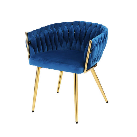 Fintona | Modern Blue Velvet Dining Chair With Arms | Blue