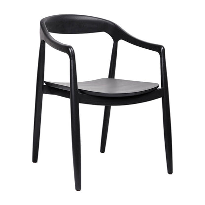 Mid-century Scandinavian Black Wooden Dining Chairs With Arms