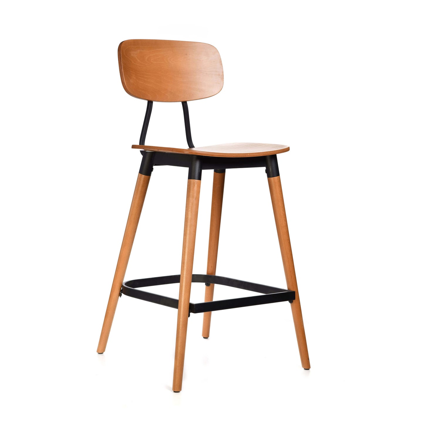 Fremont Version 1 | Country Industrial Wooden Bar Stools | Set Of 2 | Black