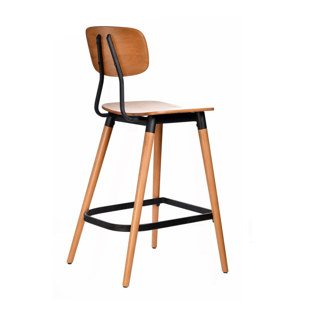 Fremont Version 1 | Country Industrial Wooden Bar Stools | Set Of 2 | Black