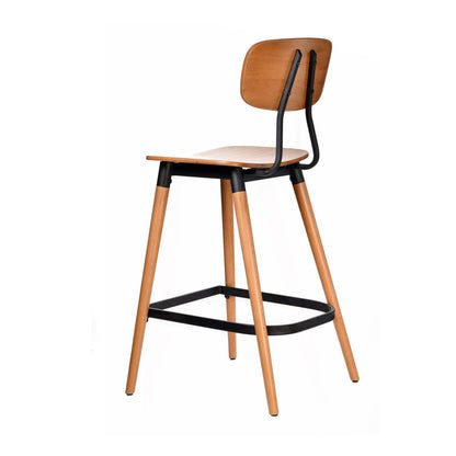 Fremont Version 1 | Country Industrial Wooden Bar Stools | Set Of 2 | Black