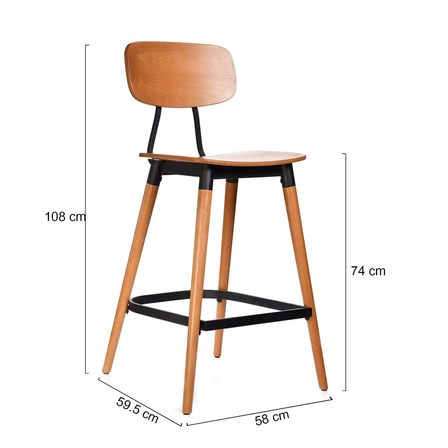 Fremont Version 1 | Country Industrial Wooden Bar Stools | Set Of 2 | Black