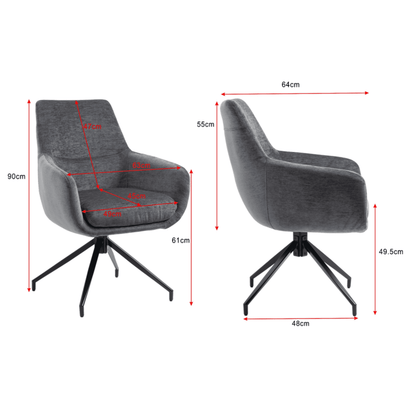 Garland | Modern Metal Fabric Dining Chair with Arms | Anthracite