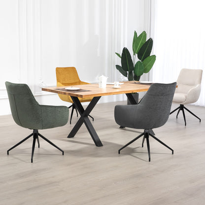 Garland | Modern Metal Fabric Dining Chair with Arms | Anthracite