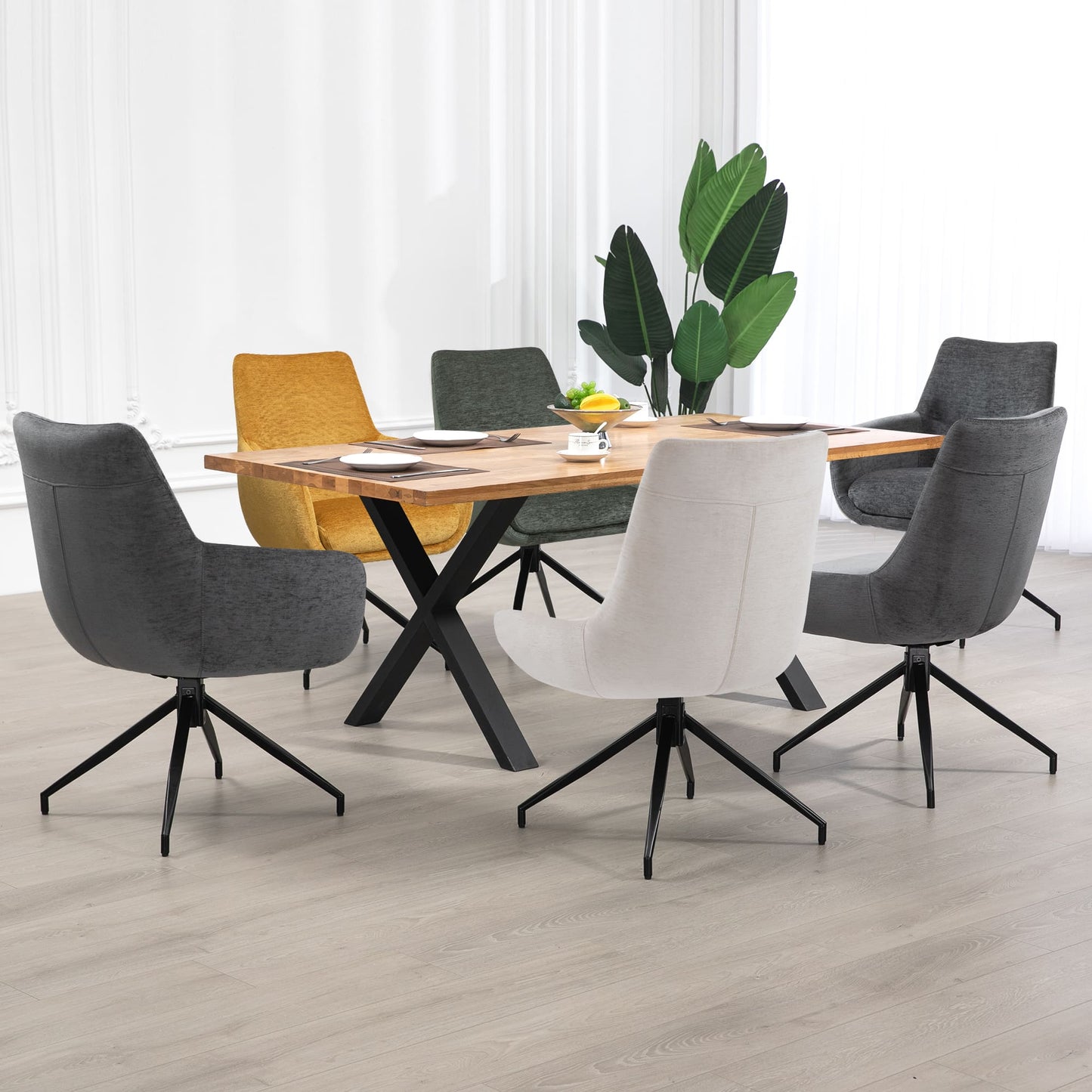 Garland | Modern Metal Fabric Dining Chair with Arms | Anthracite