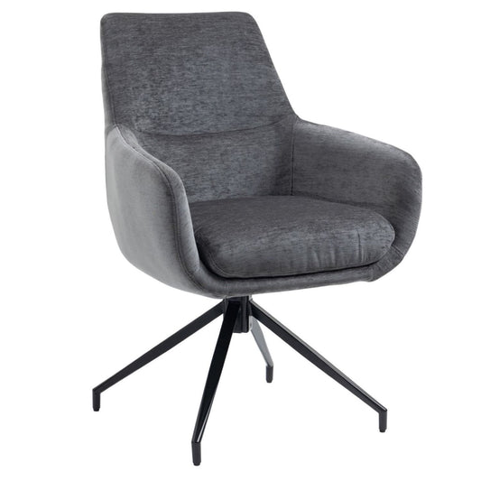 Garland | Modern Metal Fabric Dining Chair with Arms | Anthracite