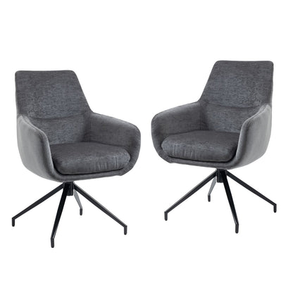 Garland | Modern Metal Fabric Dining Chair with Arms | Anthracite