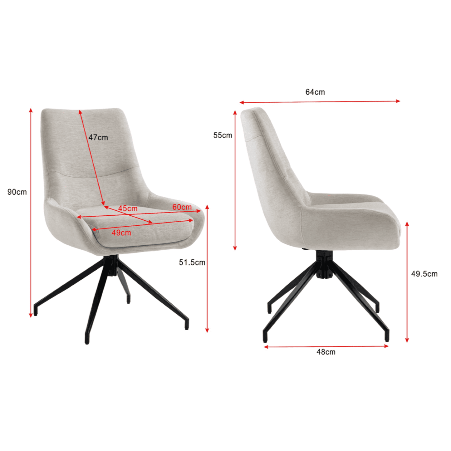 Garland | Modern Metal Fabric Dining Chair | Beige