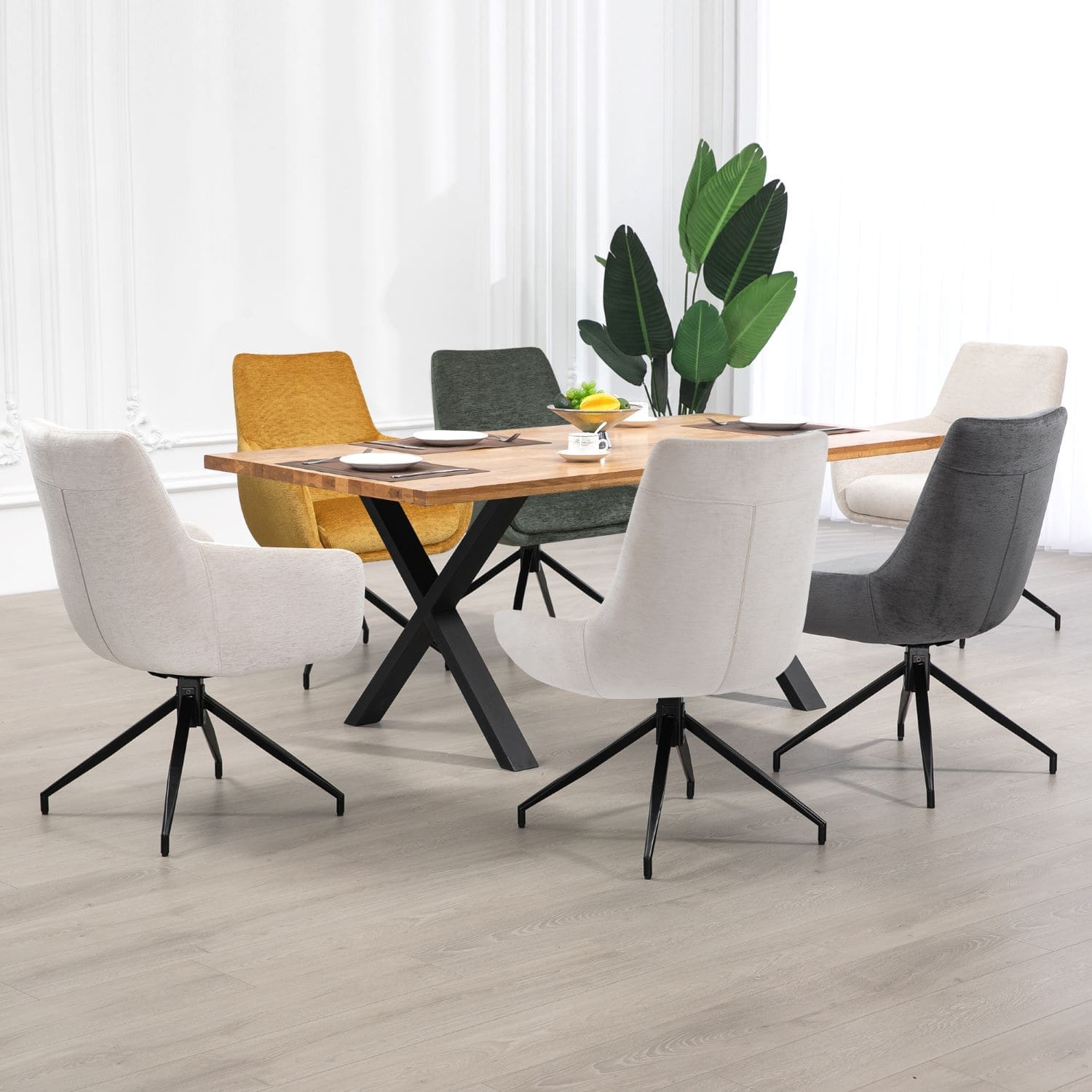 Garland | Modern Metal Fabric Dining Chair | Beige