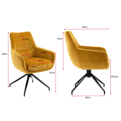 Garland | Modern Metal Fabric Dining Chair with Arms | Gold